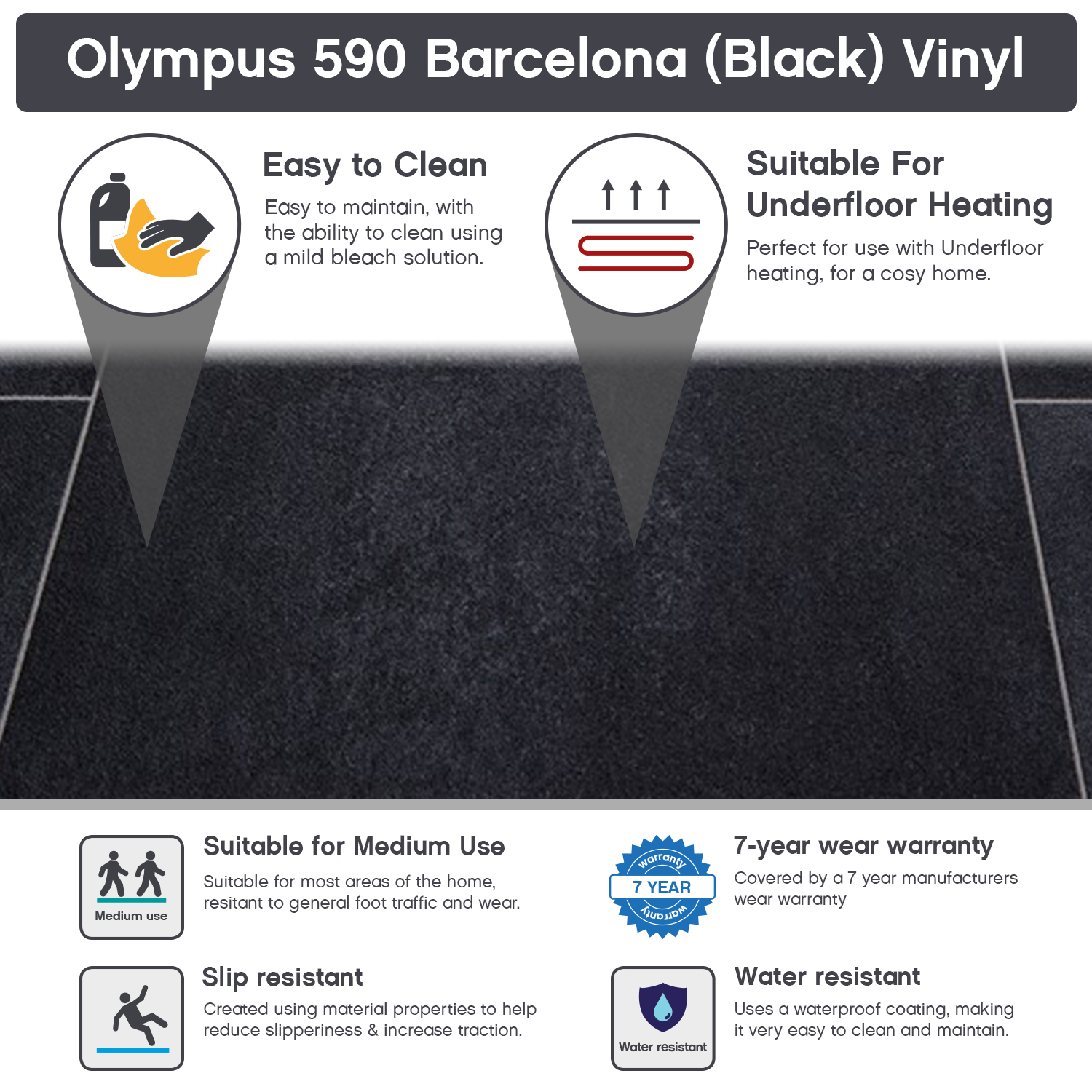 Olympus 590 Barcelona (Black) Vinyl | Carpetright